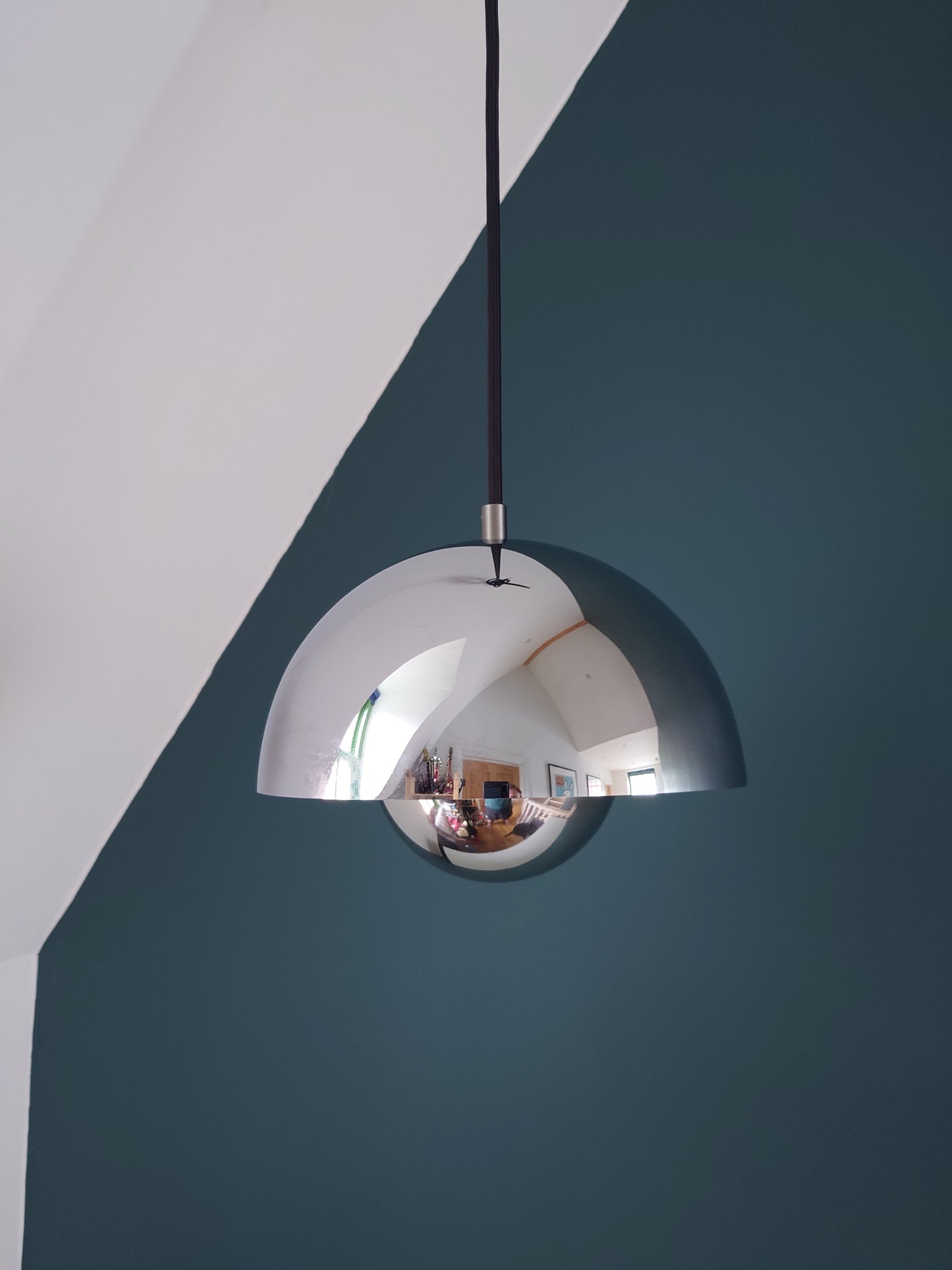 Original Verner Panton Flowerpot Danish Pendant Lamp VP1 Chrome Ceiling Light