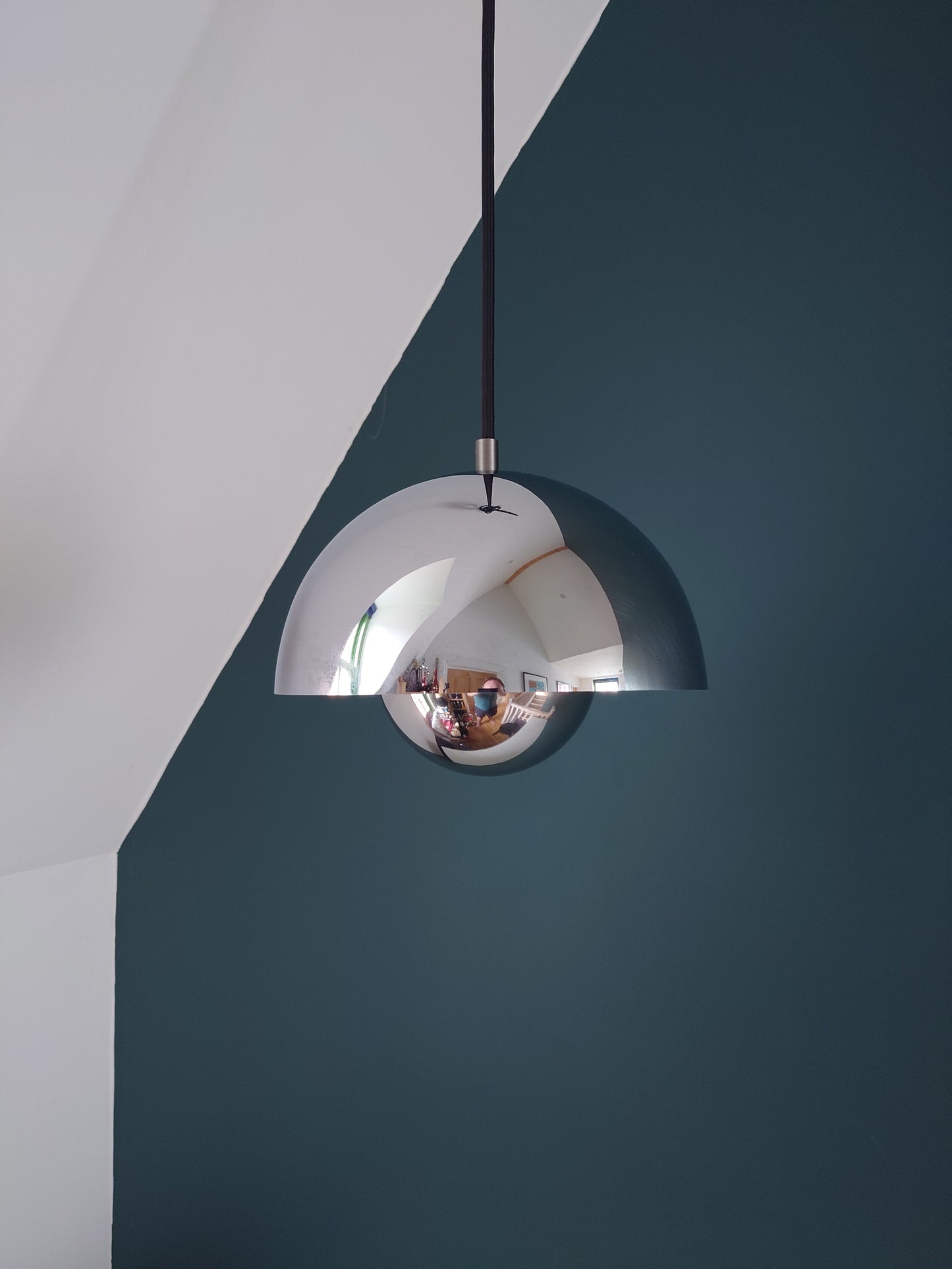 Original Verner Panton Flowerpot Danish Pendant Lamp VP1 Chrome Ceiling Light