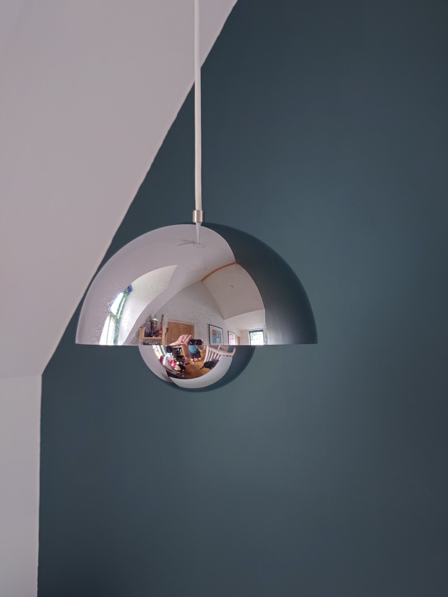 Original Verner Panton Flowerpot Danish Pendant Lamp VP1 Chrome Ceiling Light