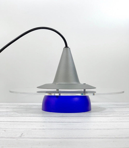 Vintage Danish Blue Ceiling Pendant Lamp 1980s Space Age Retro Scandinavian