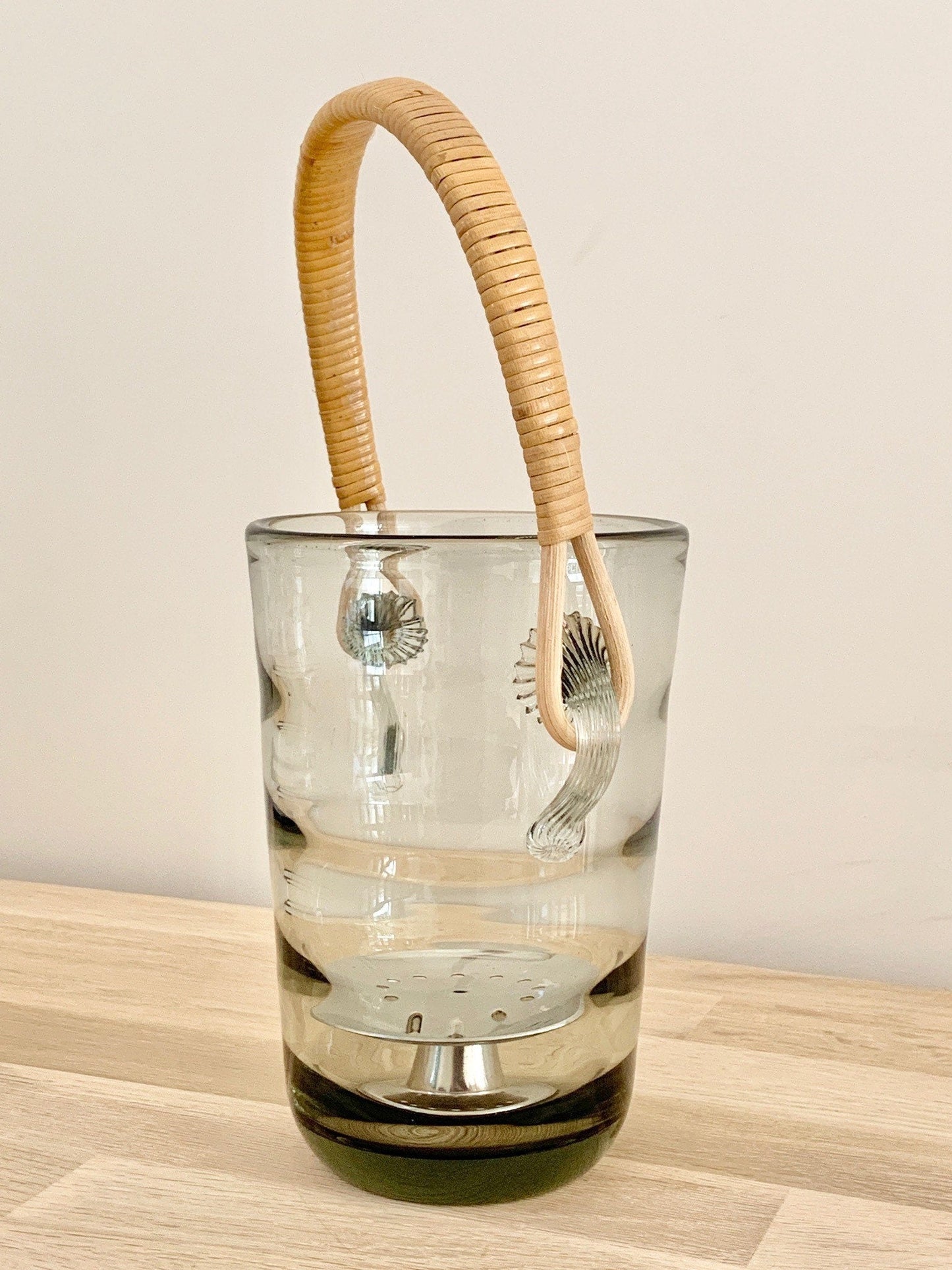 Holmegaard Smoked Glass Ice Bucket Danish Mid Century Modern Scandinavian Barware Gifts Men Fathers Dads Presents