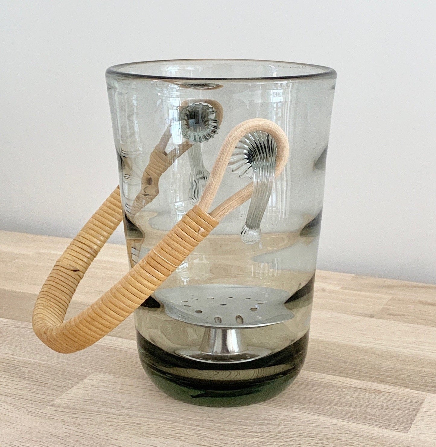 Holmegaard Smoked Glass Ice Bucket Danish Mid Century Modern Scandinavian Barware Gifts Men Fathers Dads Presents