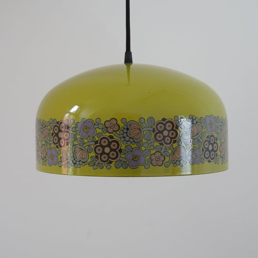 Fog & Morup Arabia Olive Green Purple Danish Pendant Lamp Kaj Franck Khaki Enamel Vintage Retro