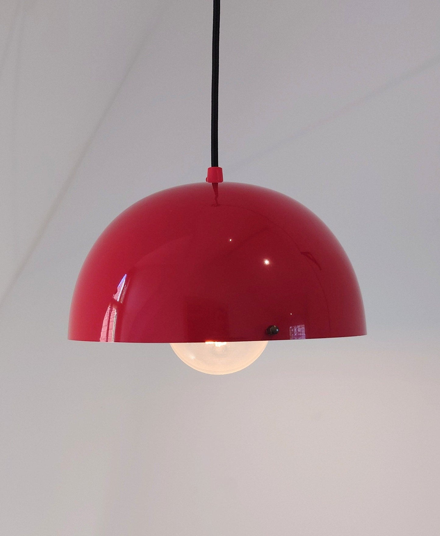 Vintage Red Danish Pendant Ceiling Lamp 1970s 1980s Retro Ceiling Light Scandinavian