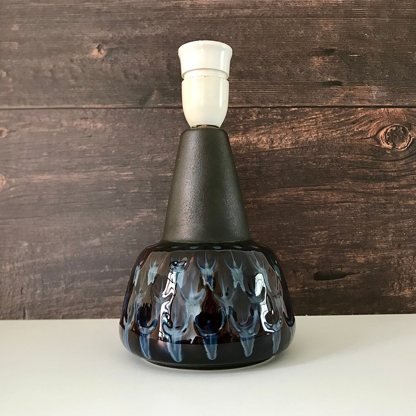 Soholm Danish Blue Ceramic Table Lamp Bedside 1960s 1015
