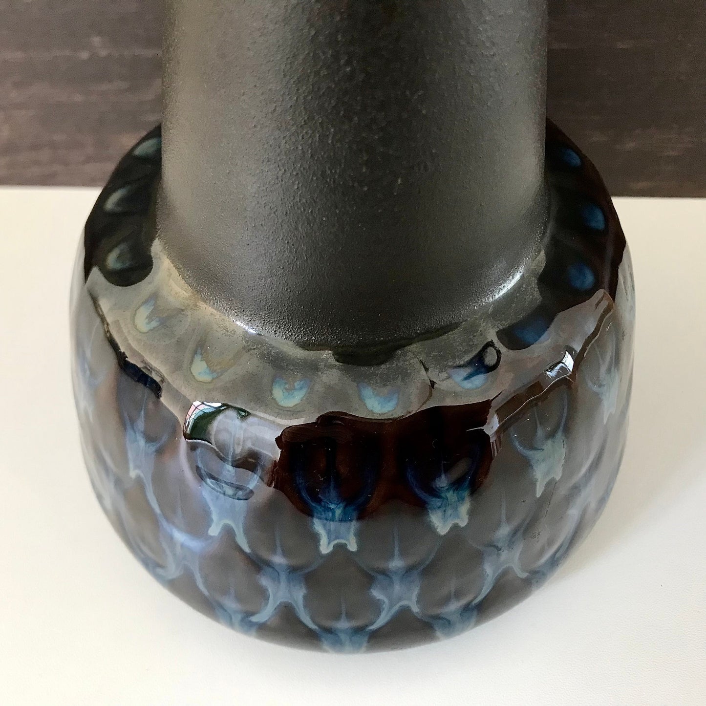 Soholm Danish Blue Ceramic Table Lamp Bedside 1960s 1015