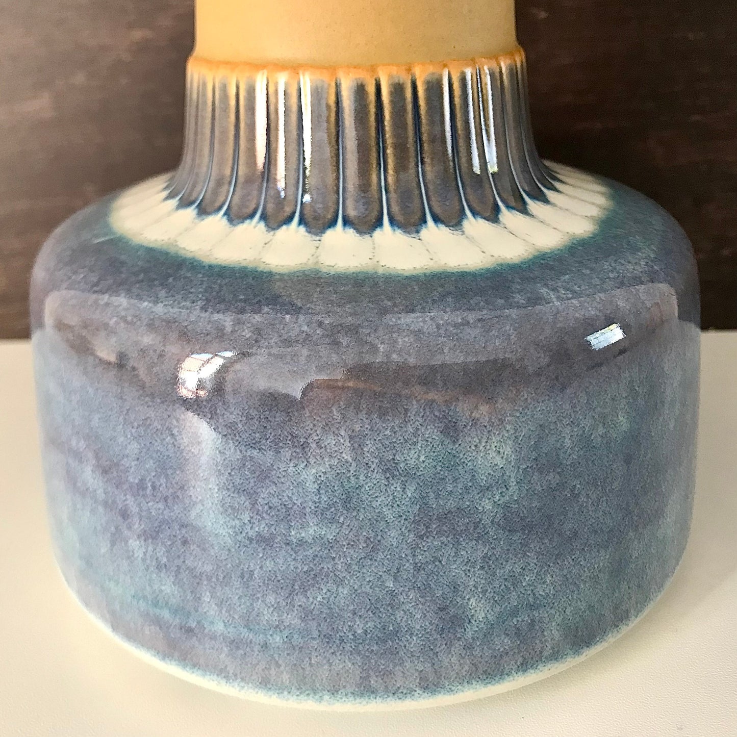 Large Soholm Pottery Purple Danish Table Lamp 1960s Blue Retro Scandinavian 1080-2