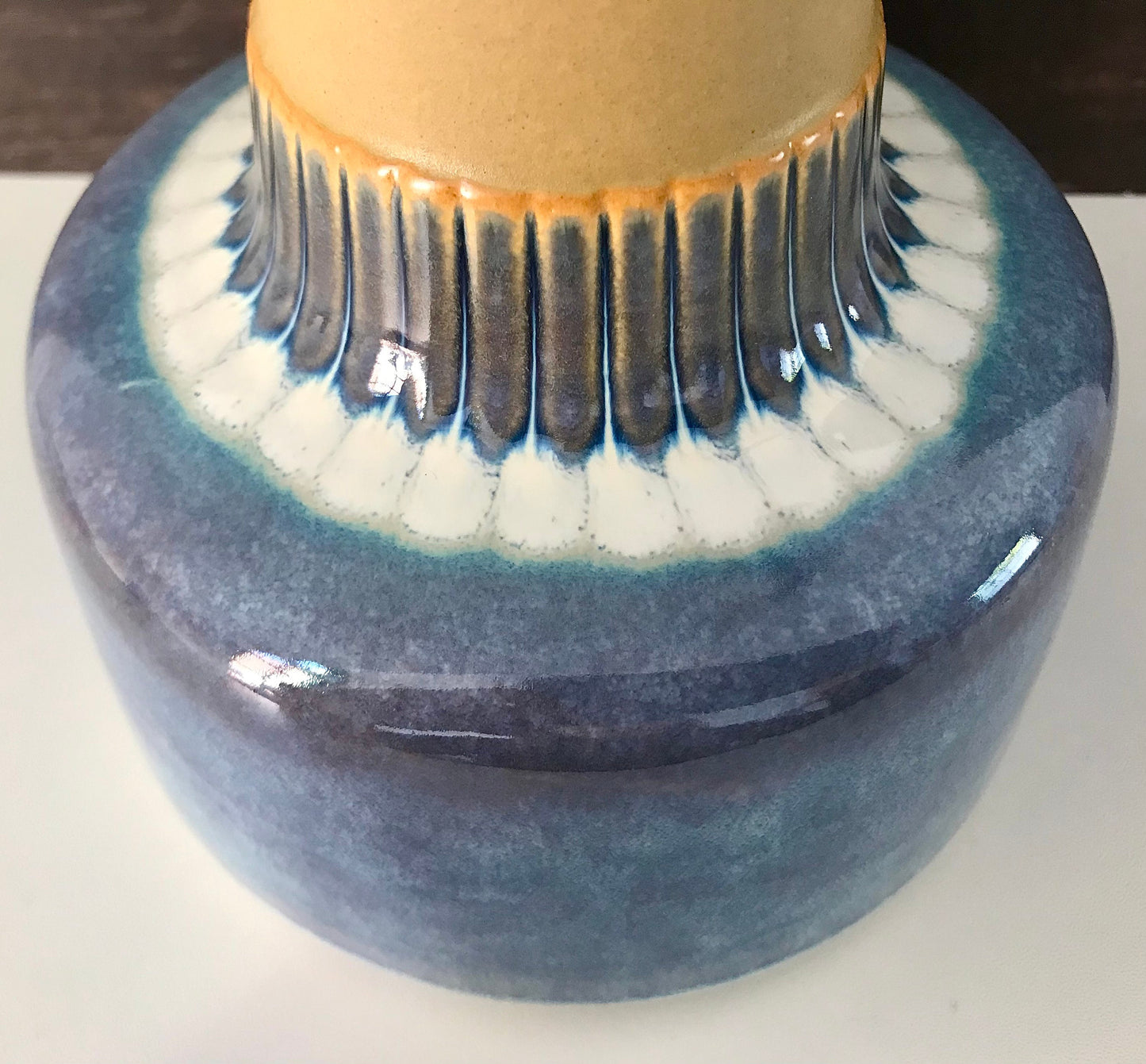 Large Soholm Pottery Purple Danish Table Lamp 1960s Blue Retro Scandinavian 1080-2