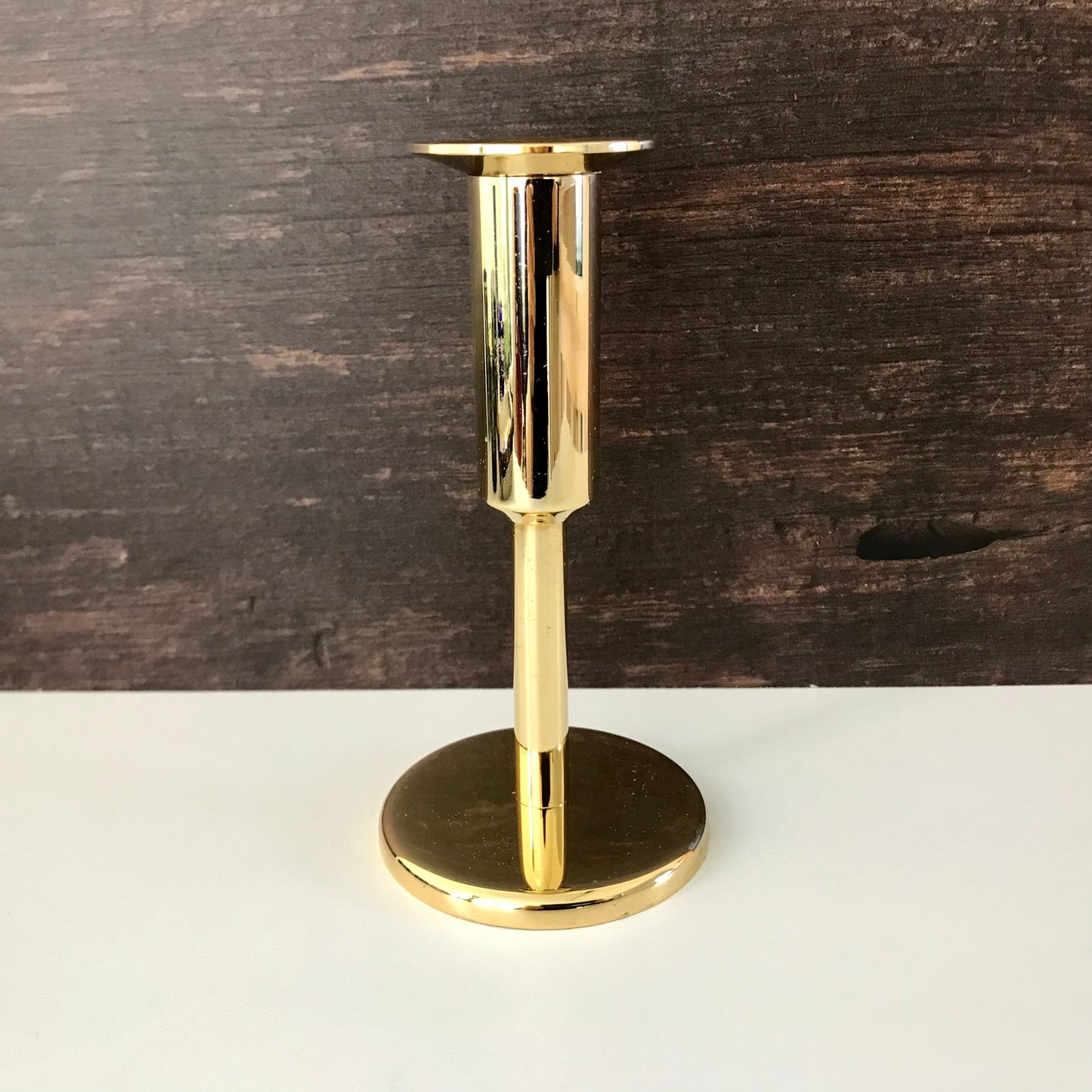 Vintage Danish Gold Candle Stick Holder Ecco 1970s Dansk Design