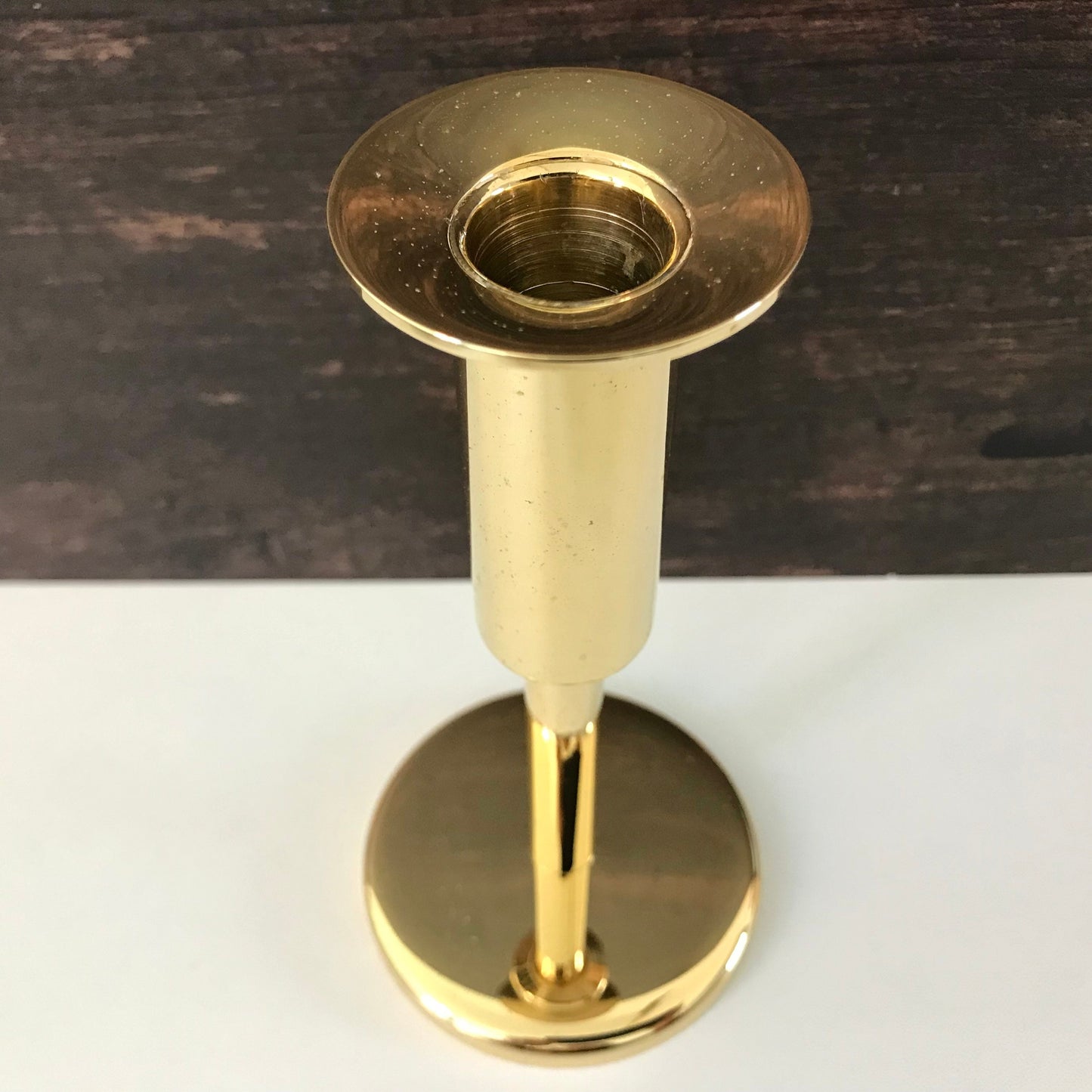 Vintage Danish Gold Candle Stick Holder Ecco 1970s Dansk Design