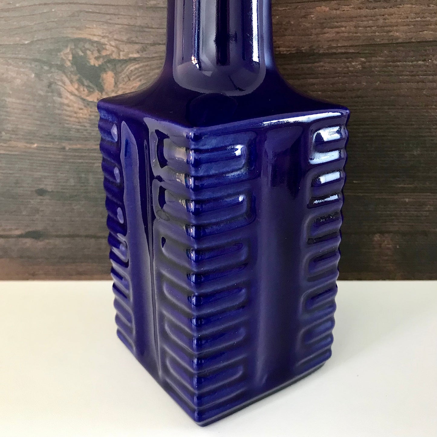 Vintage Blue Ceramic Table Lamp 1960s 1970s Pottery