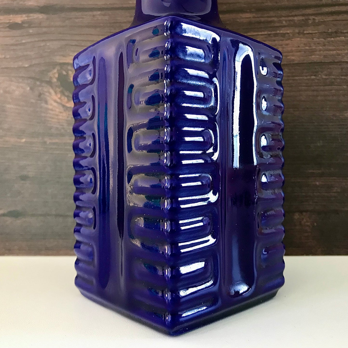 Vintage Blue Ceramic Table Lamp 1960s 1970s Pottery