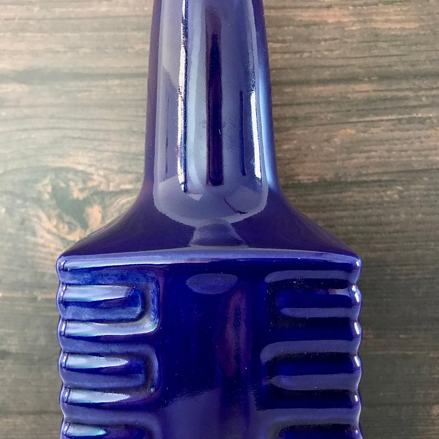 Vintage Blue Ceramic Table Lamp 1960s 1970s Pottery