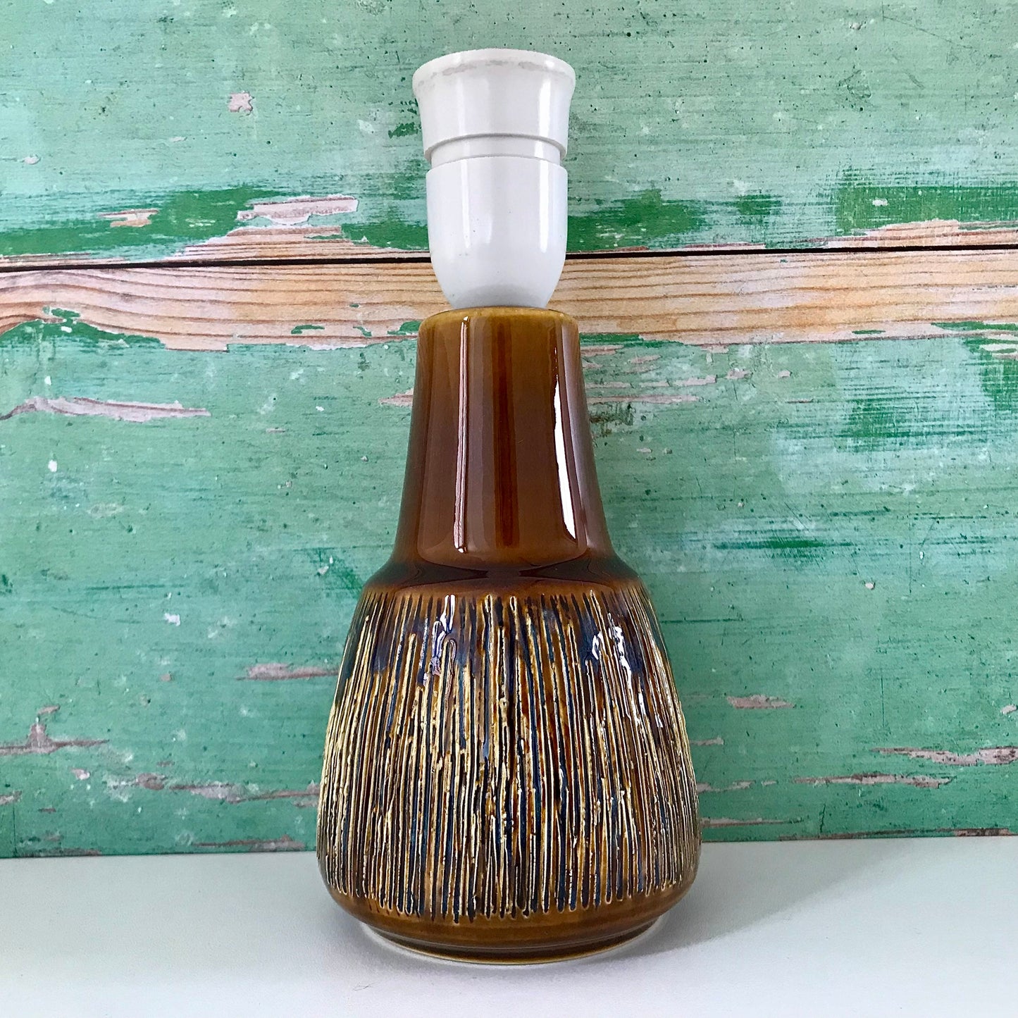 Soholm Pottery Danish Amber Manila Table Lamp Vintage 1960s Retro Ceramic 3305