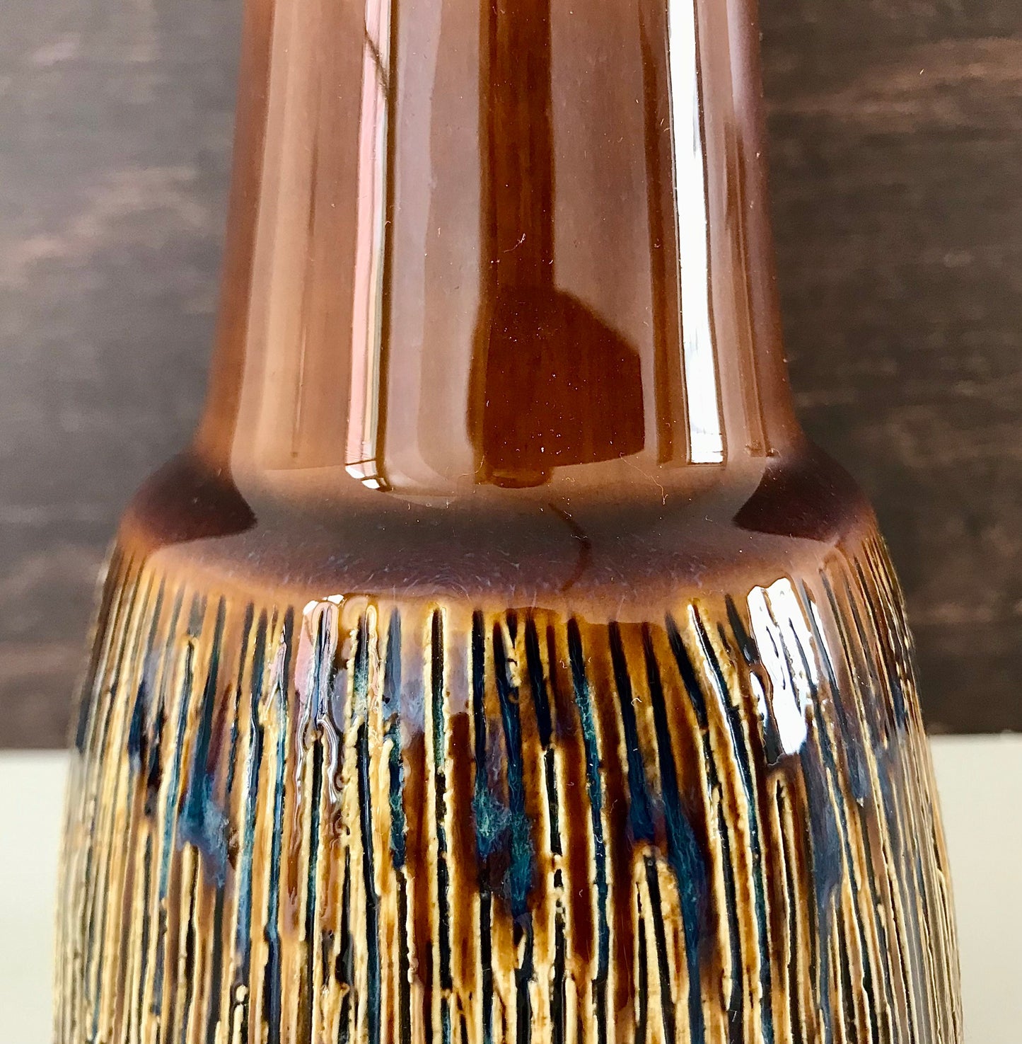 Soholm Pottery Danish Amber Manila Table Lamp Vintage 1960s Retro Ceramic 3305