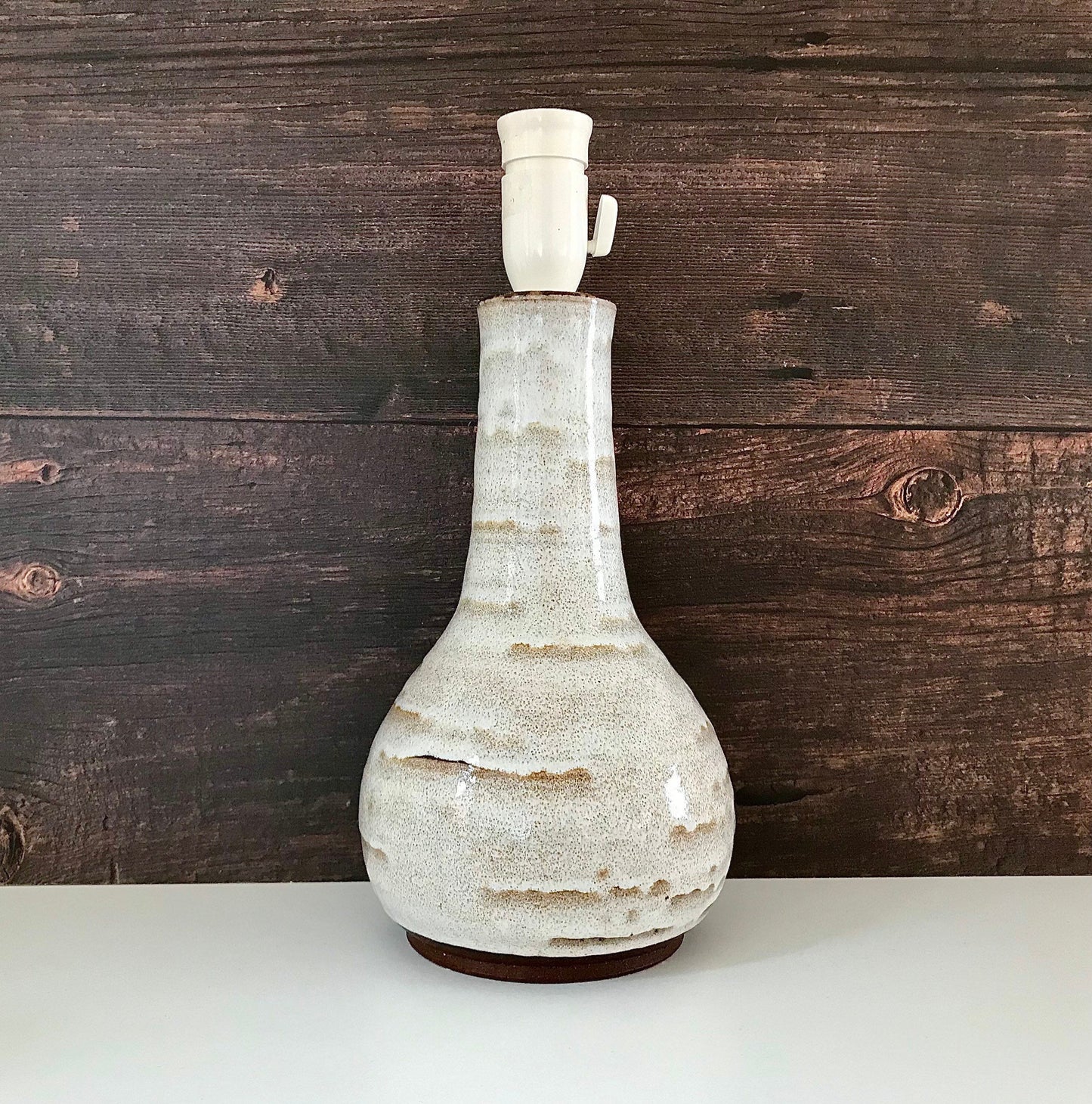 Large White Dagnes Pottery Danish Ceramic Table Lamp 1960s 1970s