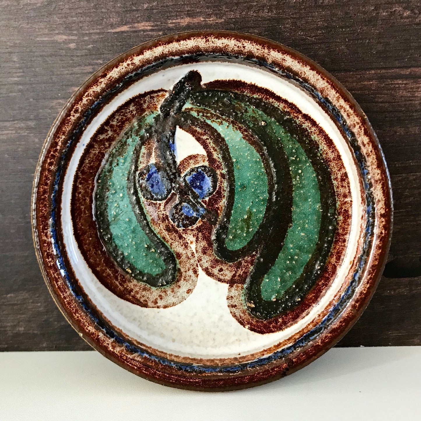 Soholm Green Danish Cactus Ceramic Dish Candle Holder Vintage Retro 1960s 1970s 3109