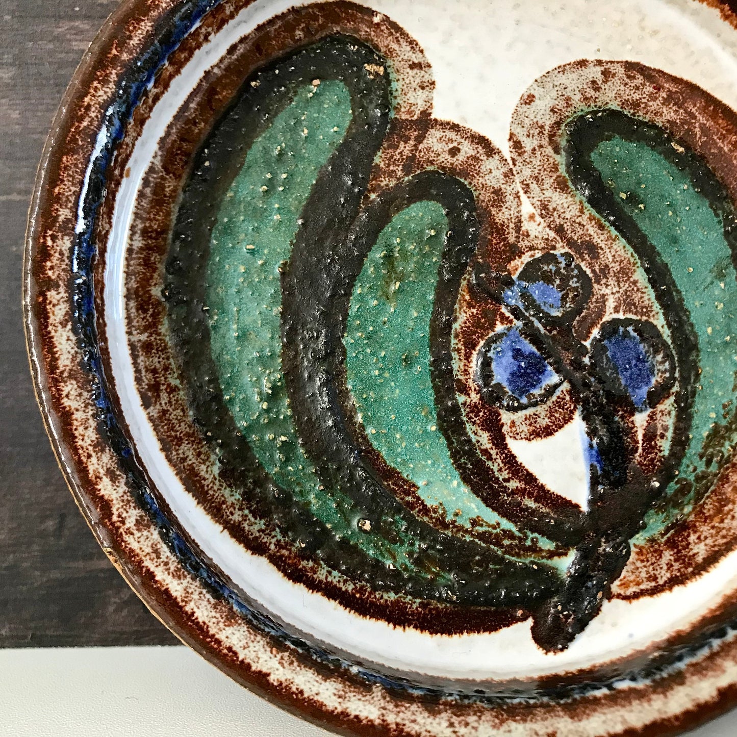 Soholm Green Danish Cactus Ceramic Dish Candle Holder Vintage Retro 1960s 1970s 3109