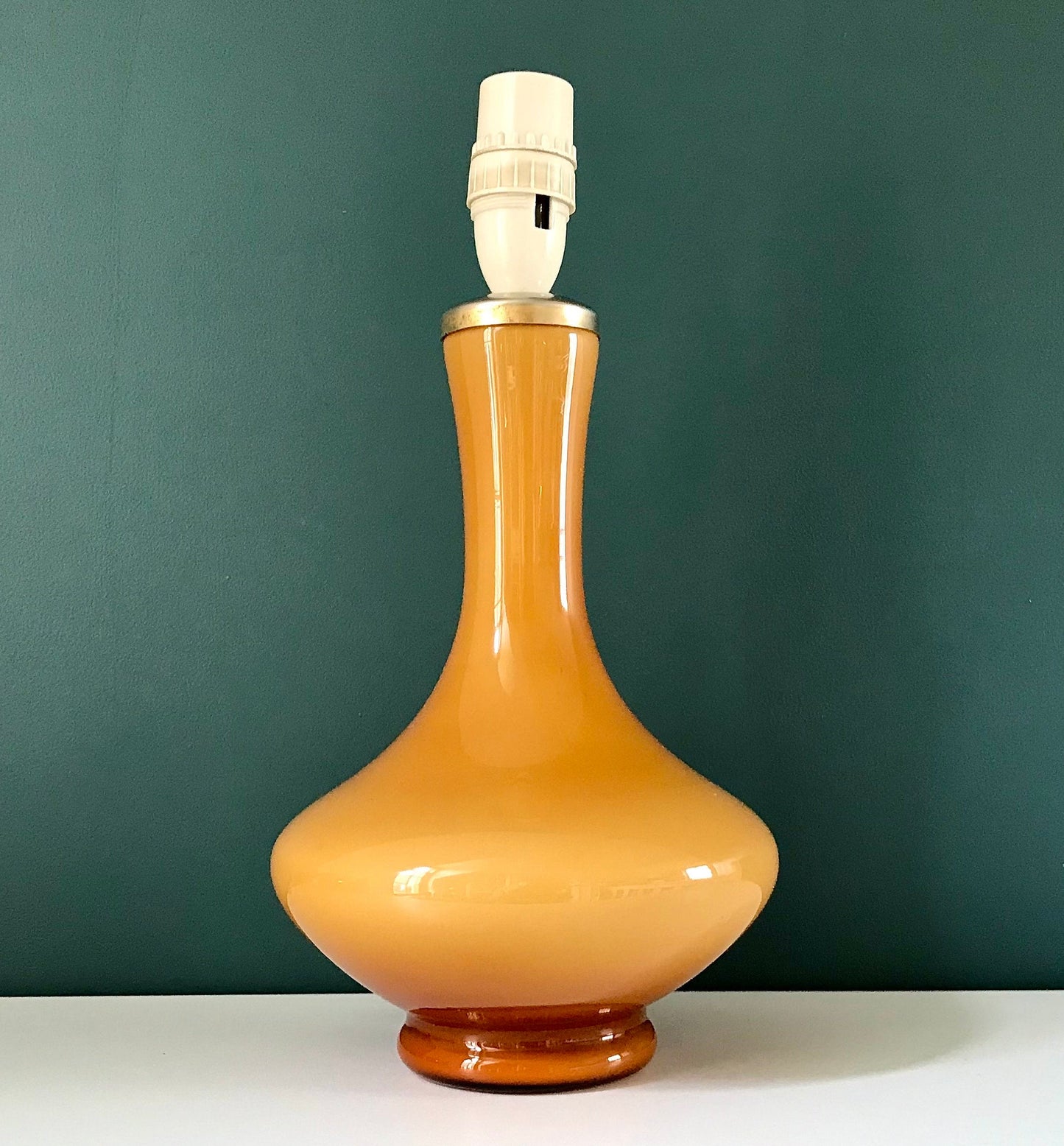 Vintage Holmegaard Yellow Glass Table Lamp Danish 1960s 1970s Scandinavian Italian Retro Vintage