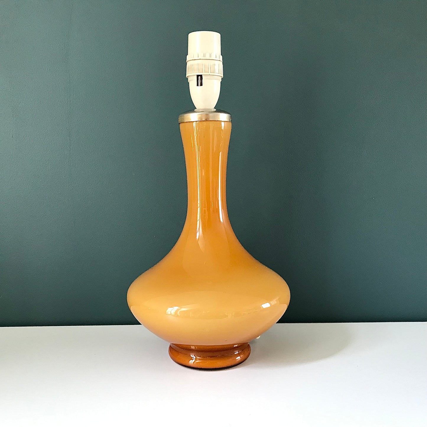 Vintage Yellow Glass Table Lamp Holmegaard Danish 1960s 1970s Scandinavian Italian Retro Vintage