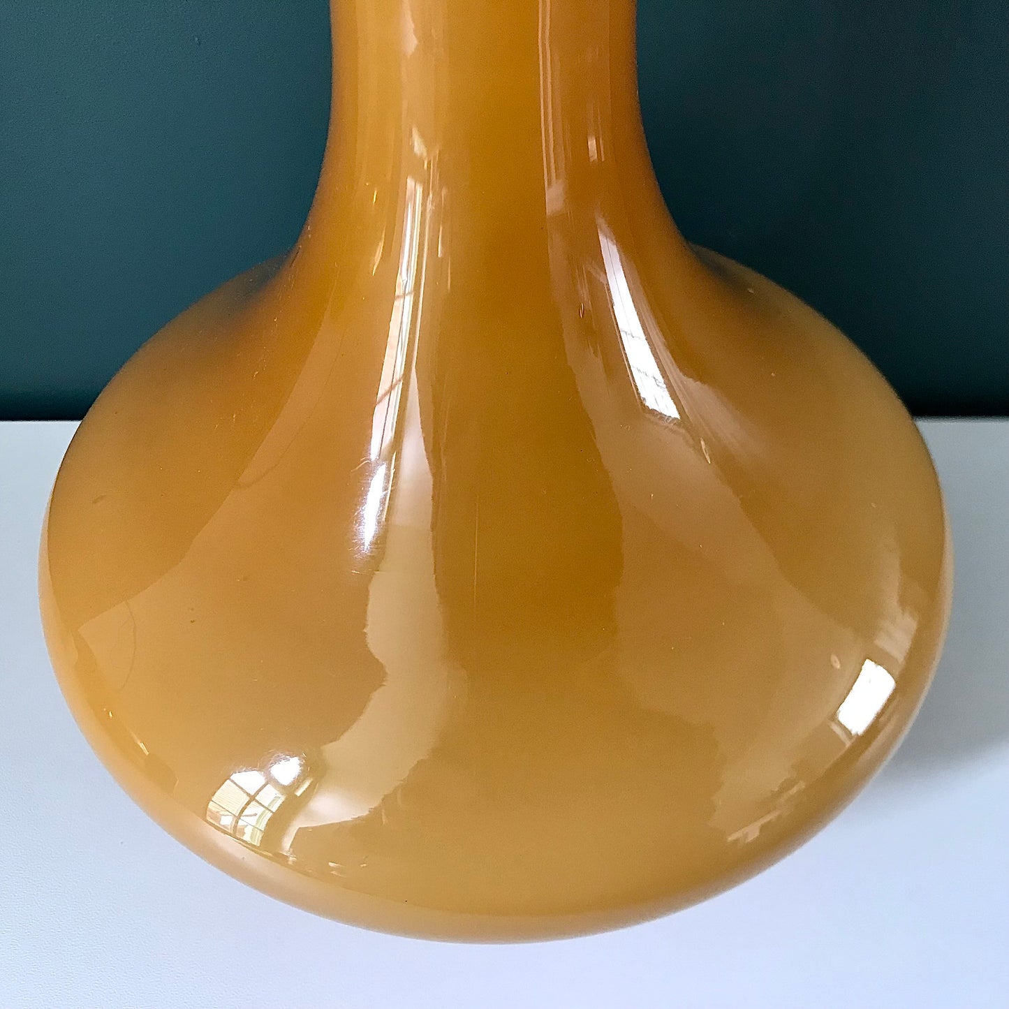 Vintage Yellow Glass Table Lamp Holmegaard Danish 1960s 1970s Scandinavian Italian Retro Vintage