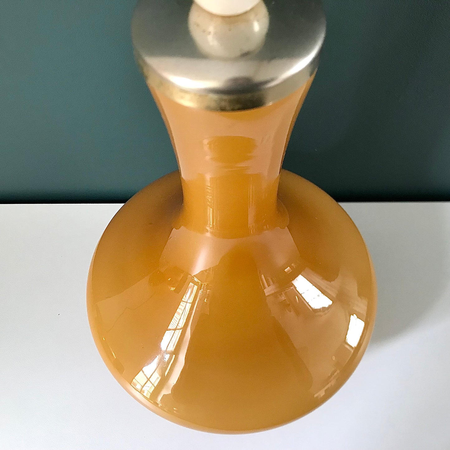 Vintage Yellow Glass Table Lamp Holmegaard Danish 1960s 1970s Scandinavian Italian Retro Vintage