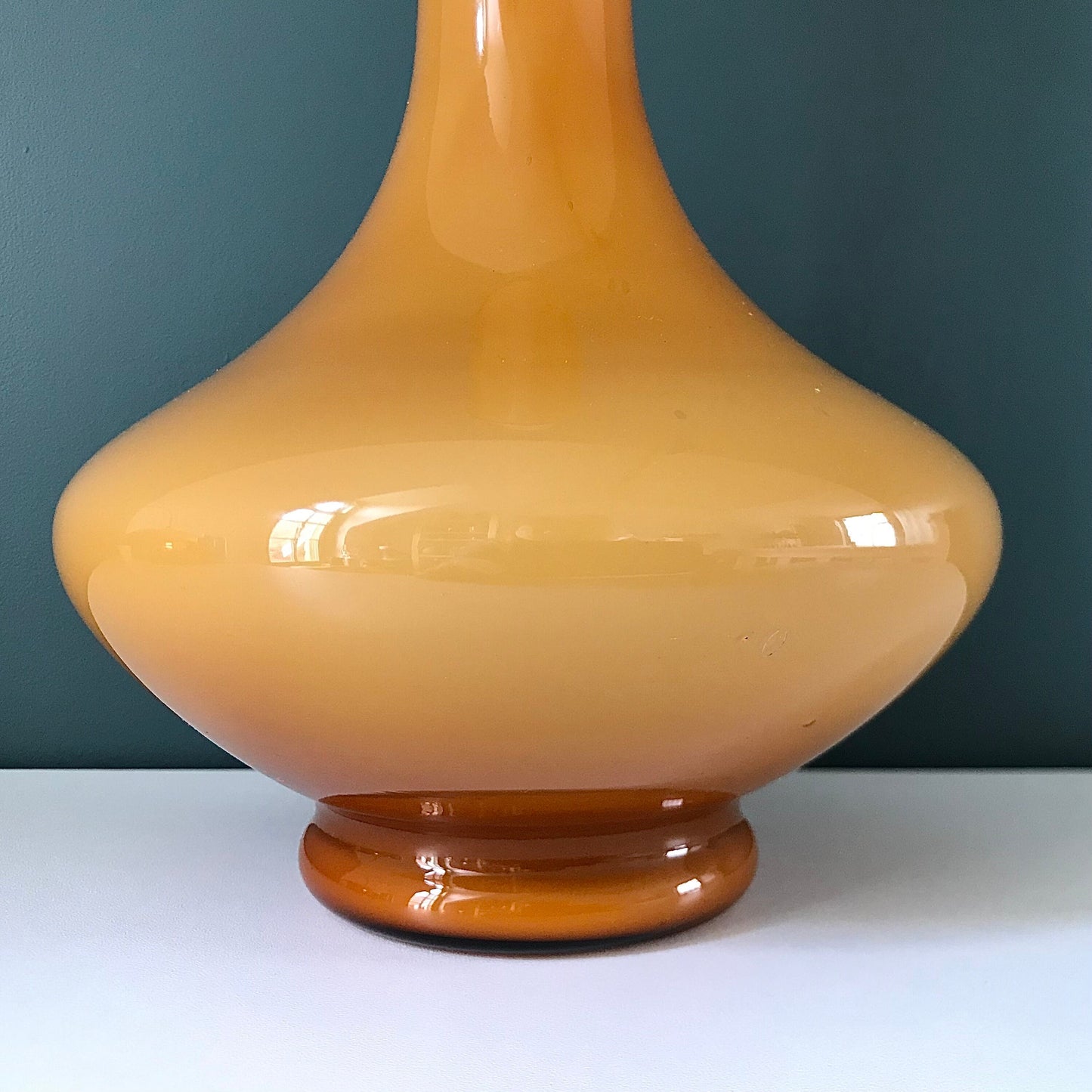 Vintage Yellow Glass Table Lamp Holmegaard Danish 1960s 1970s Scandinavian Italian Retro Vintage
