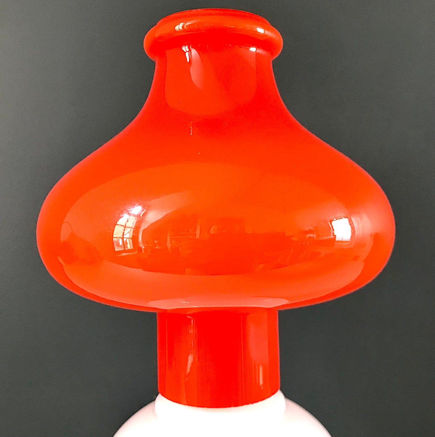 Danish Orange Hooped Glass Table Lamp Atomic Era 1960s 1970s Retro Vintage