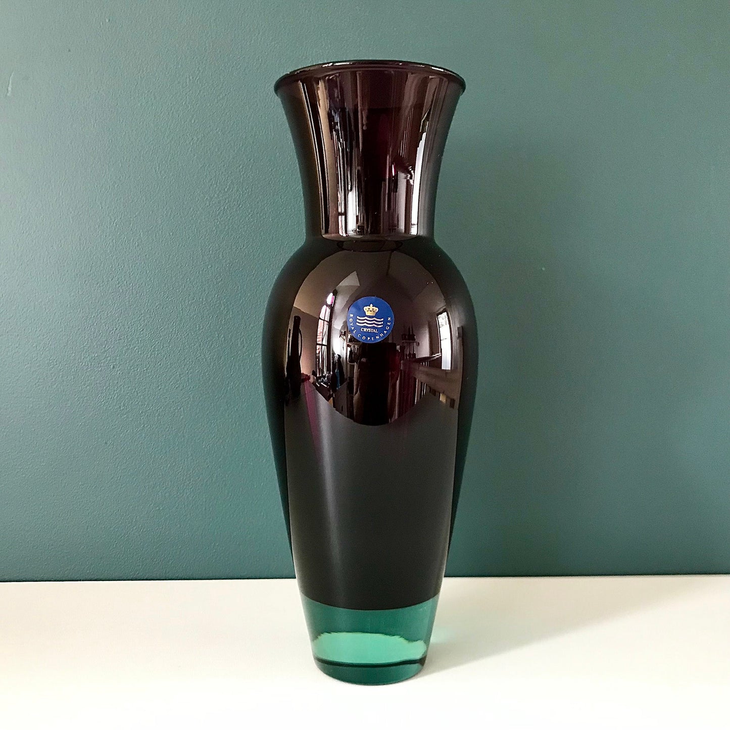 Holmegaard Royal Copenhagen Glass Vase Purple Danish Harlekin Scandinavian