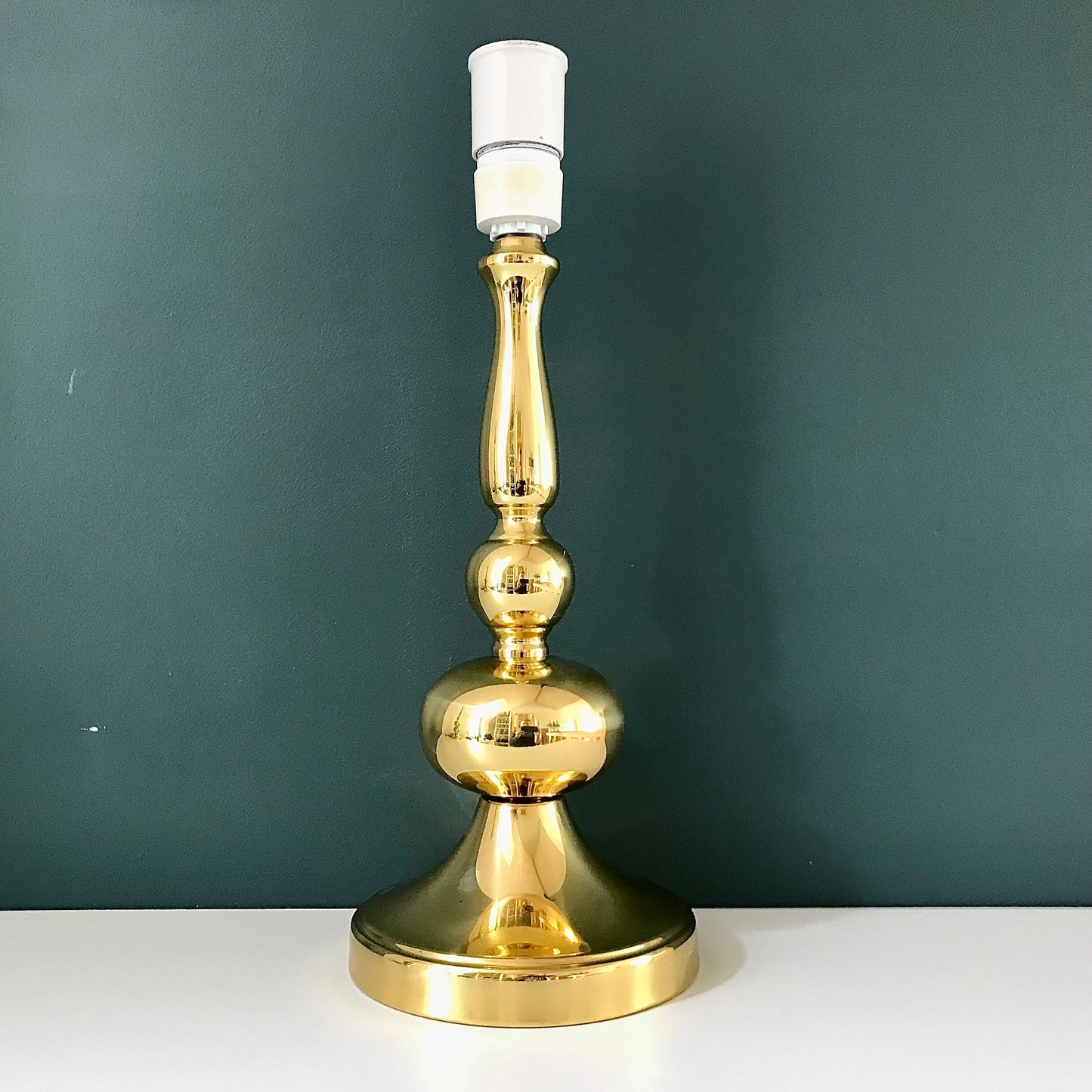 Vintage Danish Brass Frandsen Hooped Table Lamp Retro 1980s Medium