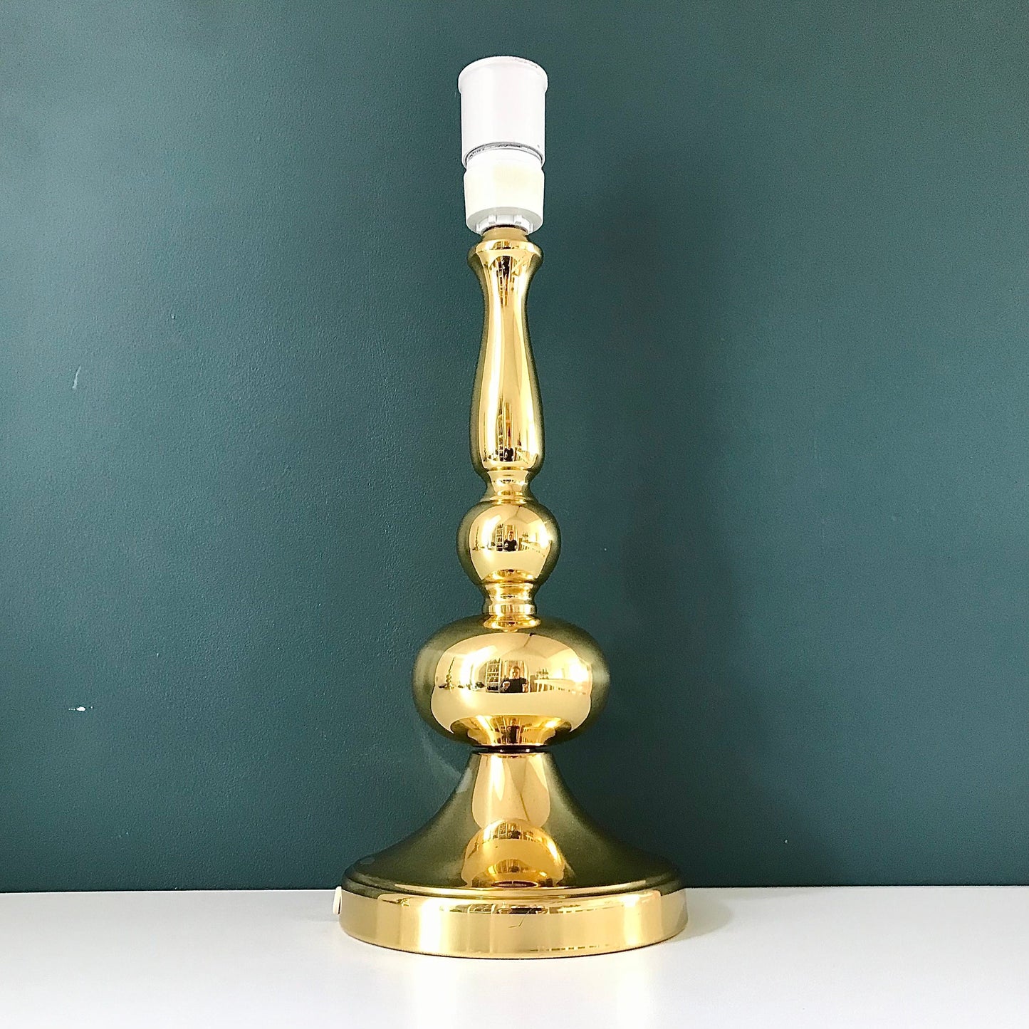 Vintage Danish Brass Frandsen Hooped Table Lamp Retro 1980s Medium