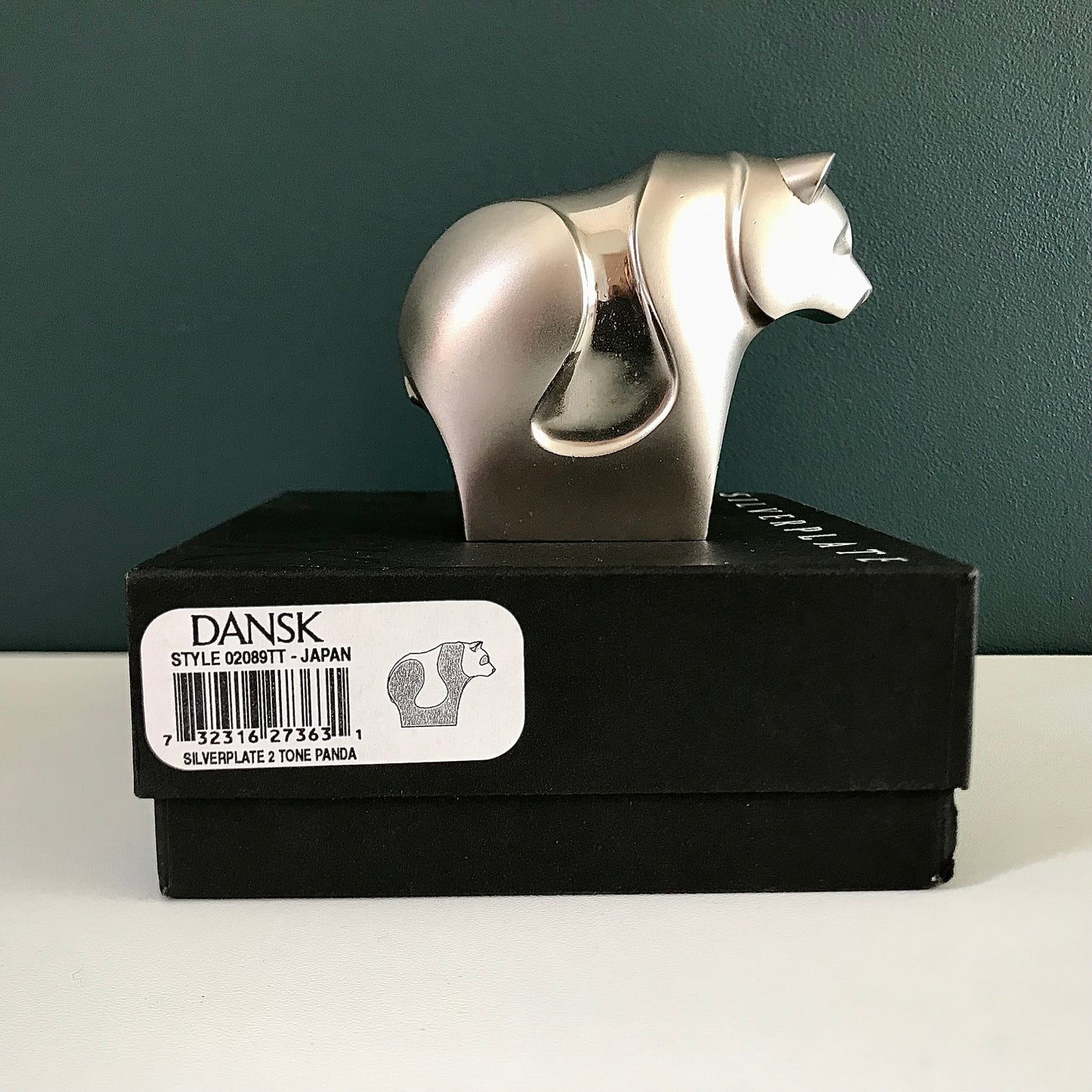Dansk Designs Boxed Silver Panda Bear Paperweight Vintage Danish Animal Lovers Gifts Present
