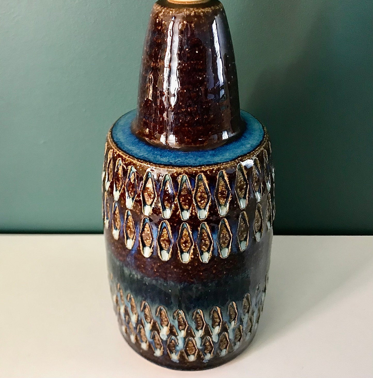 Soholm Danish Ceramic Current Blue Table Lamp Scandi EM