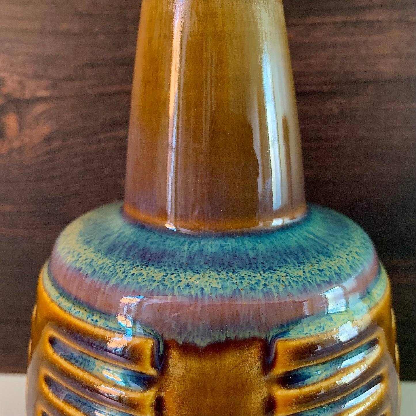 Soholm Pottery Amber Blue Danish Ceramic Table Lamp Mid Mod Light 1012