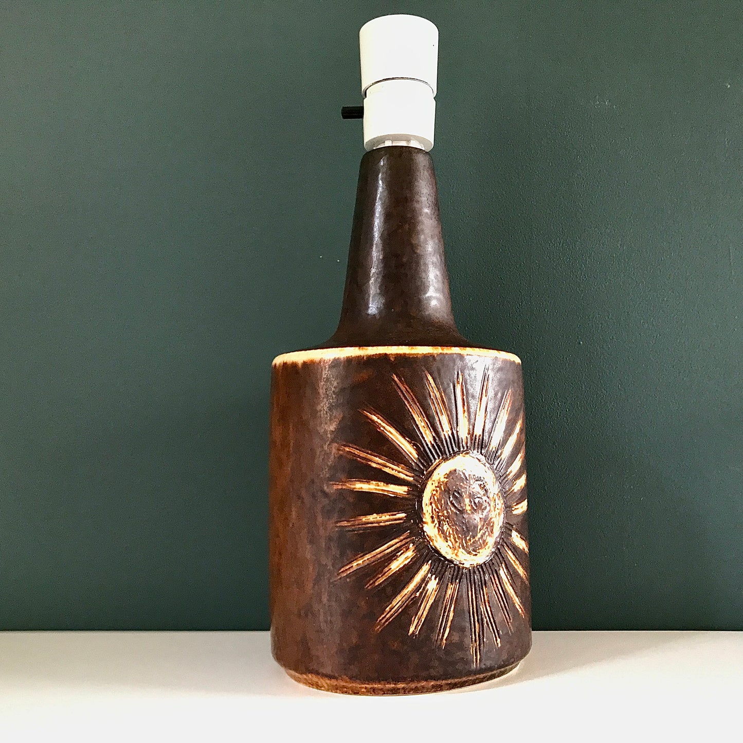 Large Soholm Sunflower Danish Ceramic Table Lamp 1960s 1970s 1203