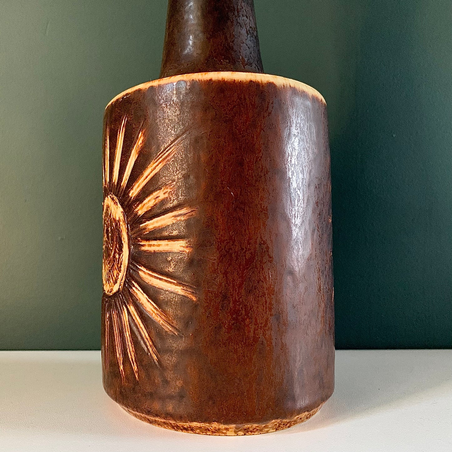 Large Soholm Sunflower Danish Ceramic Table Lamp 1960s 1970s 1203