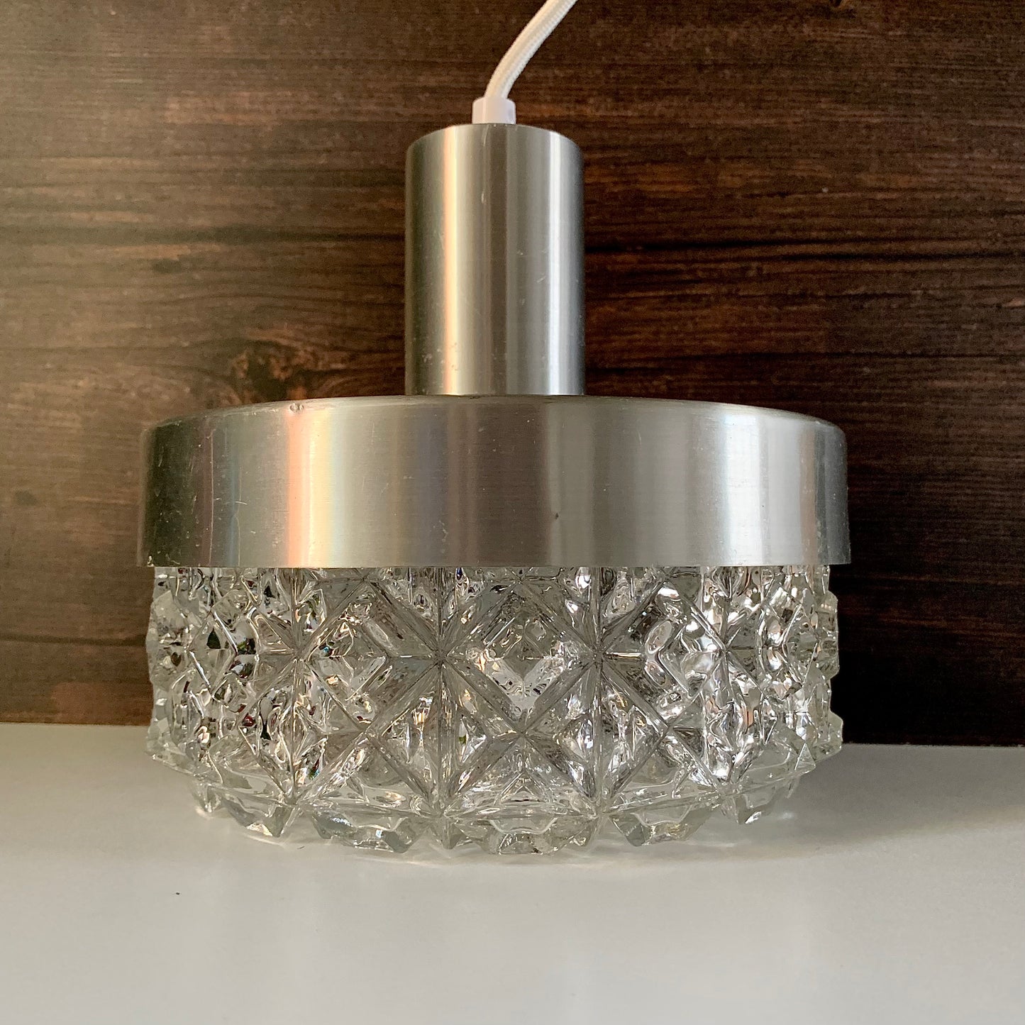 Mid Century Modern Danish Scandinavian Glass Pendant Lamp Space Age 1960s Swedish Lighting