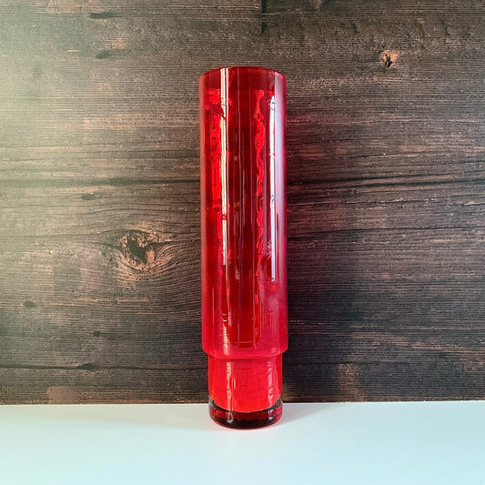 Tall Alsterfors Swedish Red Glass Vase 1960s 1970s Vintage Retro Scandinavian