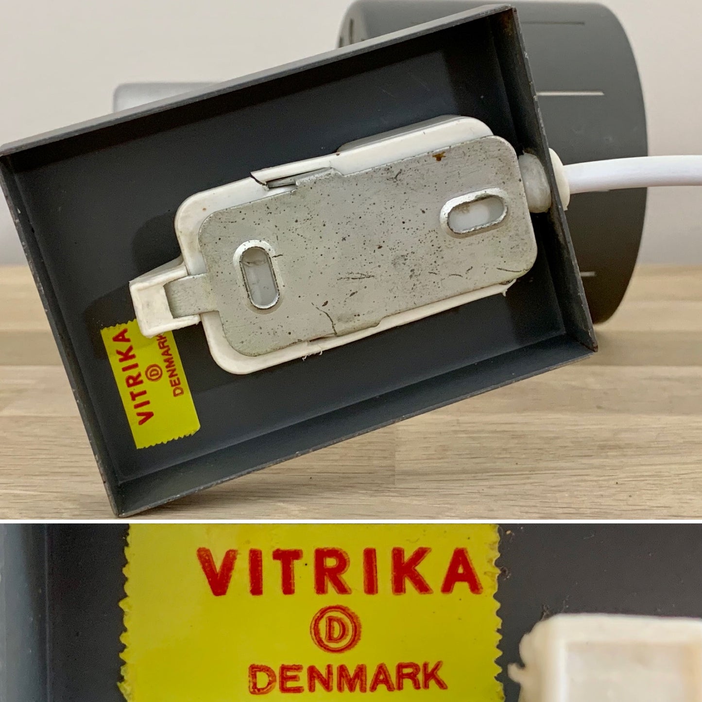 Vitrika Danish Grey Wall Lamp Sconce Vintage Retro 1970s Industrial Spot Light