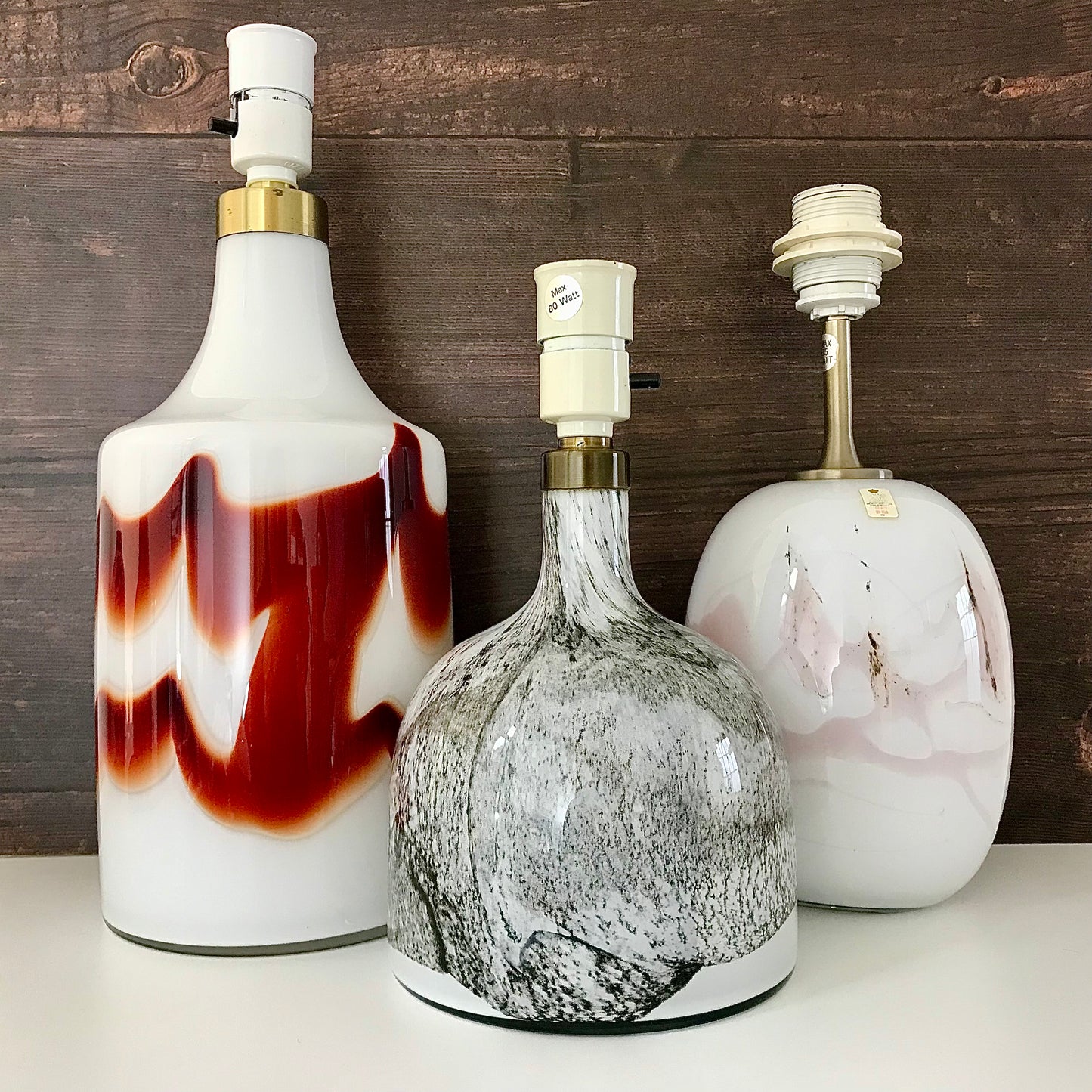 Huge Holmegaard Red Opal Glass Table Lamp Danish 1970s Light Vintage Scandinavian Lighting