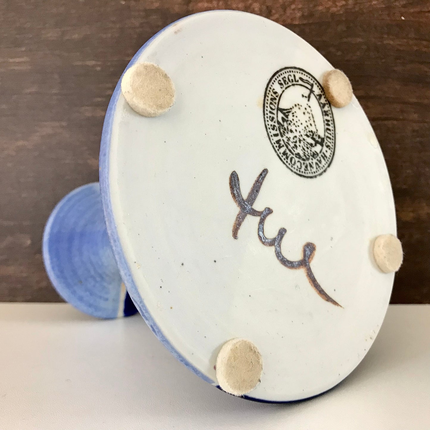 Tue Poulsen Blue Danish Candle Holder Stick Studio Pottery Haresfur Glaze