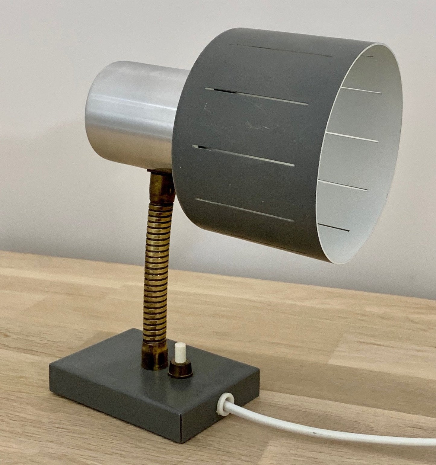 Vitrika Danish Grey Wall Lamp Sconce Vintage Retro 1970s Industrial Spot Light