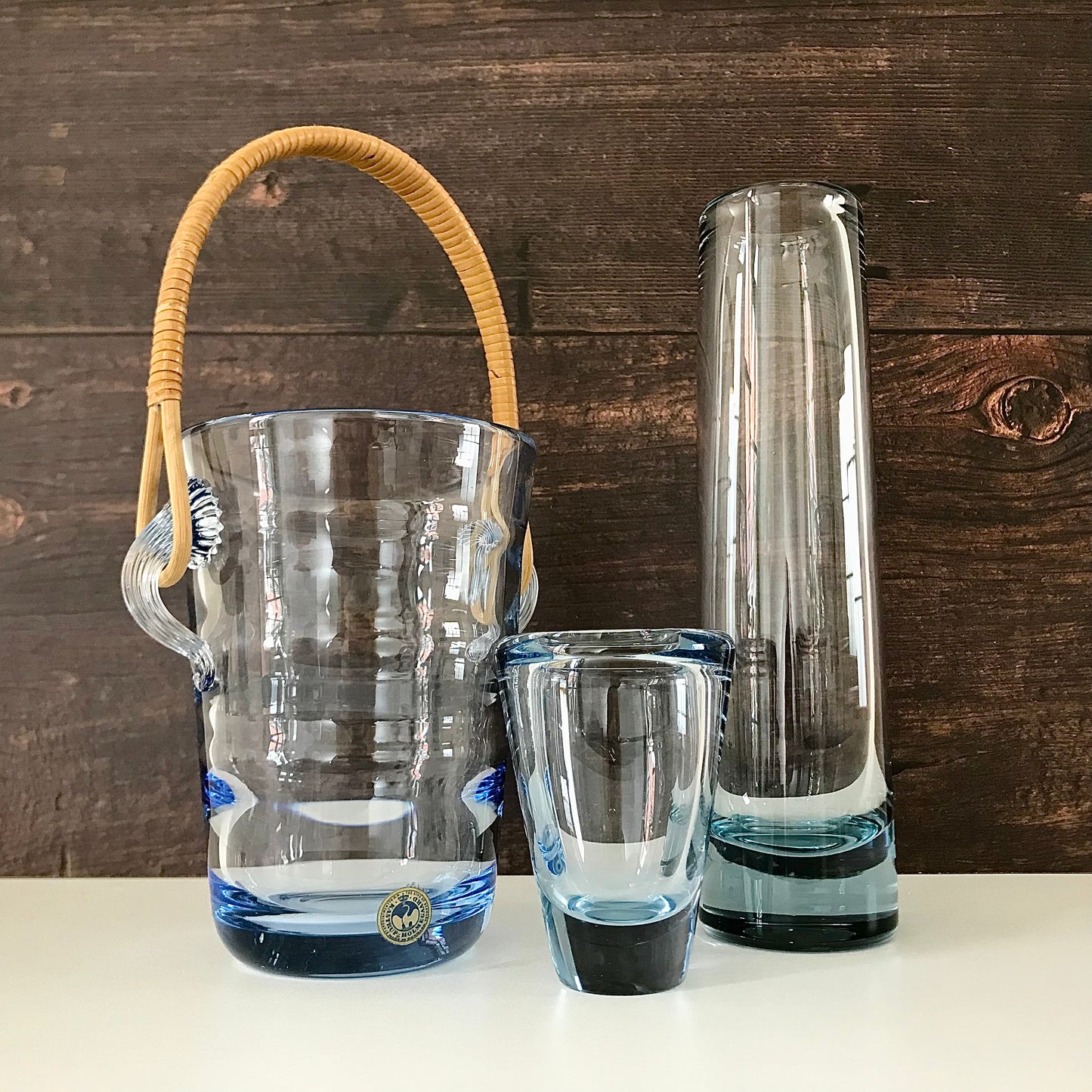 Holmegaard Danish Akva Cylinder Glass Vase 1950s Retro Scandinavian Modern
