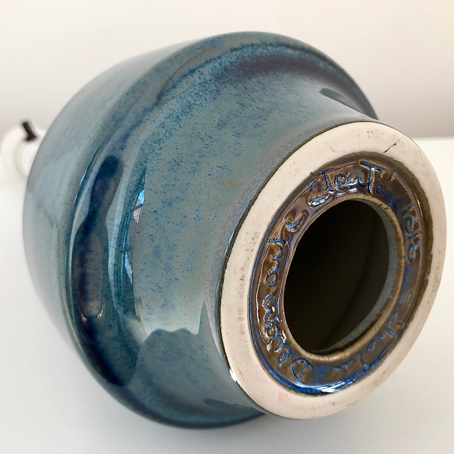 Soholm Pottery Blue Danish Ceramic Table Lamp Light 1010