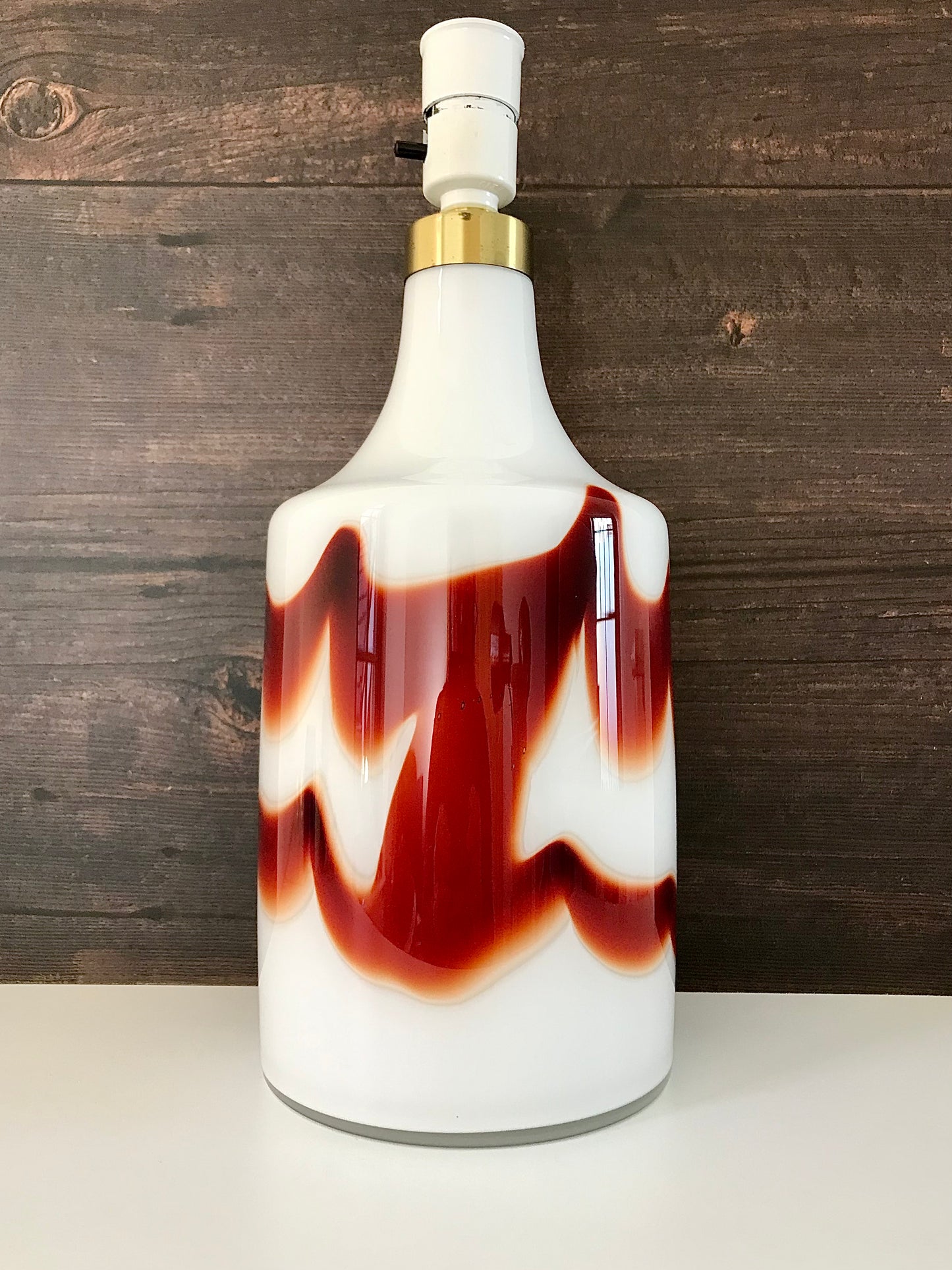 Huge Holmegaard Red Opal Glass Table Lamp Danish 1970s Light Vintage Scandinavian Lighting