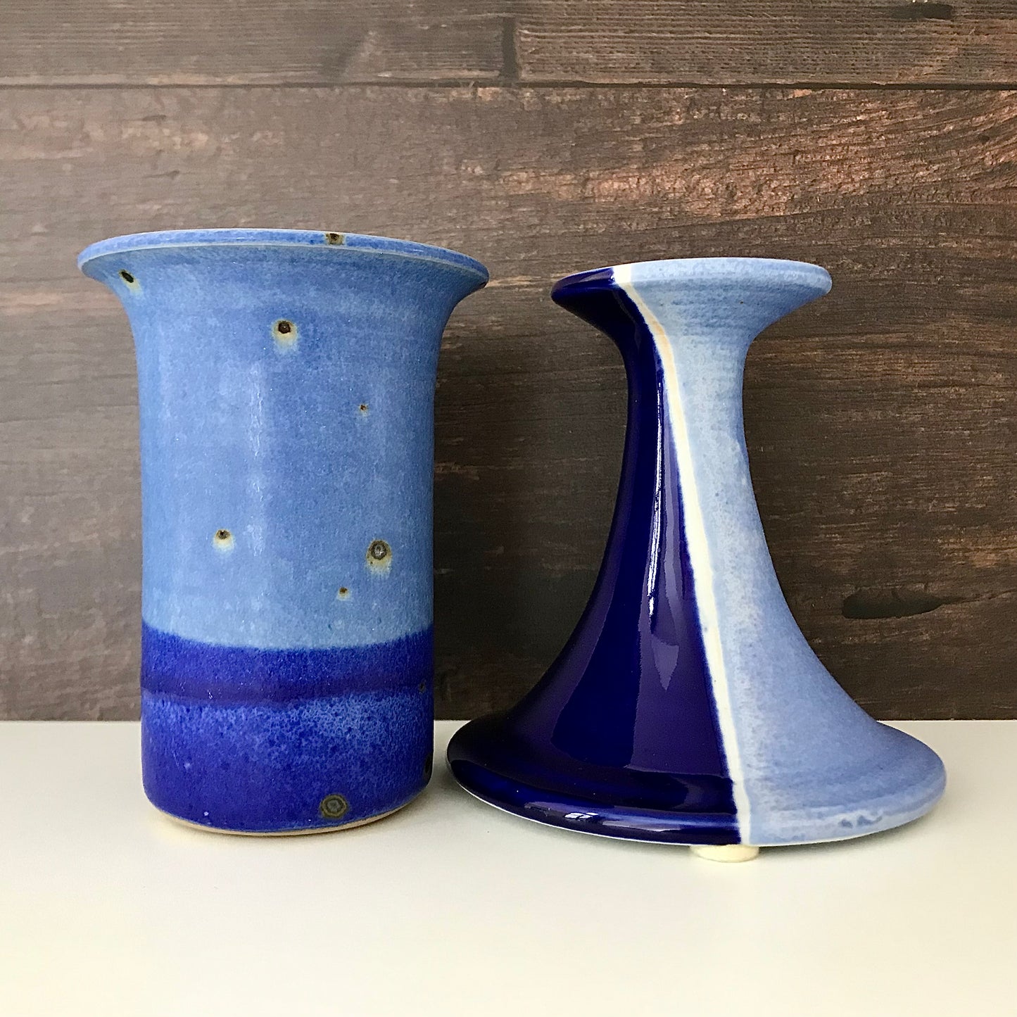 Tue Poulsen Blue Danish Studio Pottery Vase Haresfur Glaze