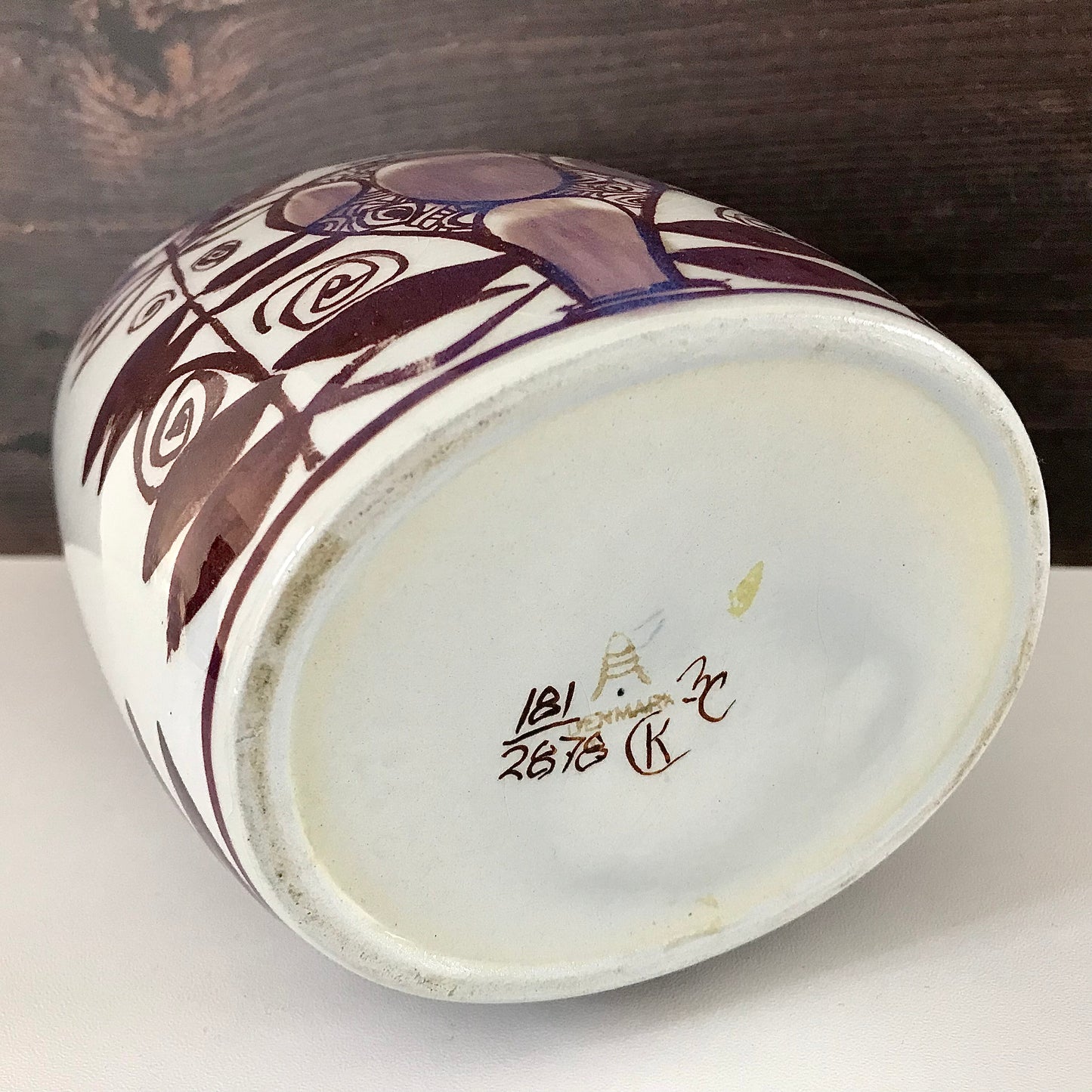 Royal Copenhagen Tenera Purple Ceramic Vase Danish 1960s Aluminia Scandinavian Pottery