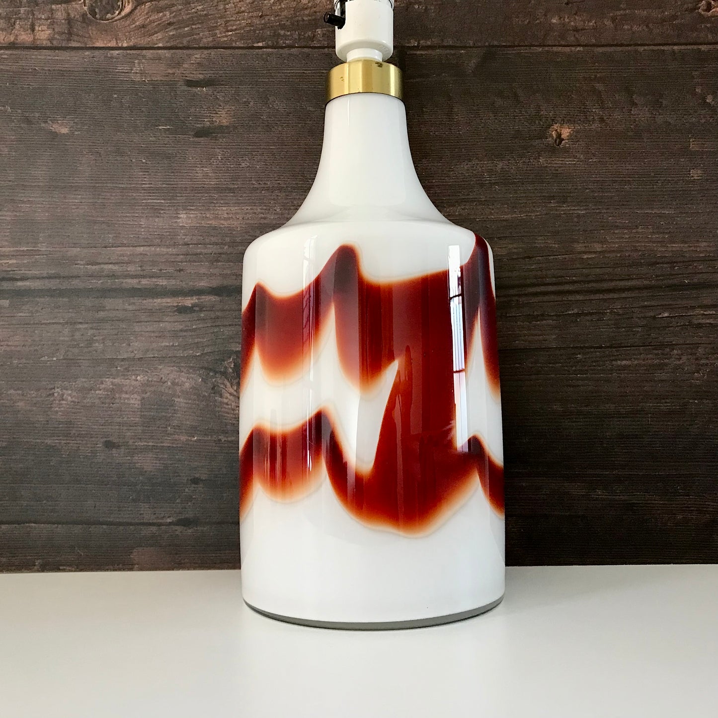 Huge Holmegaard Red Opal Glass Table Lamp Danish 1970s Light Vintage Scandinavian Lighting