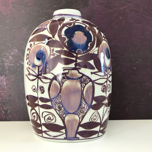 Royal Copenhagen Tenera Purple Ceramic Vase Danish 1960s Aluminia Scandinavian Pottery