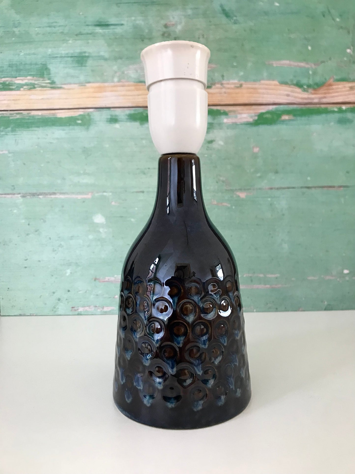 Soholm Pottery Blue Caramel Danish Ceramic Table Lamp 1960s 966